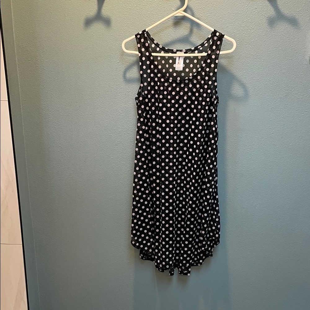 Swimsuits For All - Black & White Polka Dot Sheer Cover-Up - 14/16